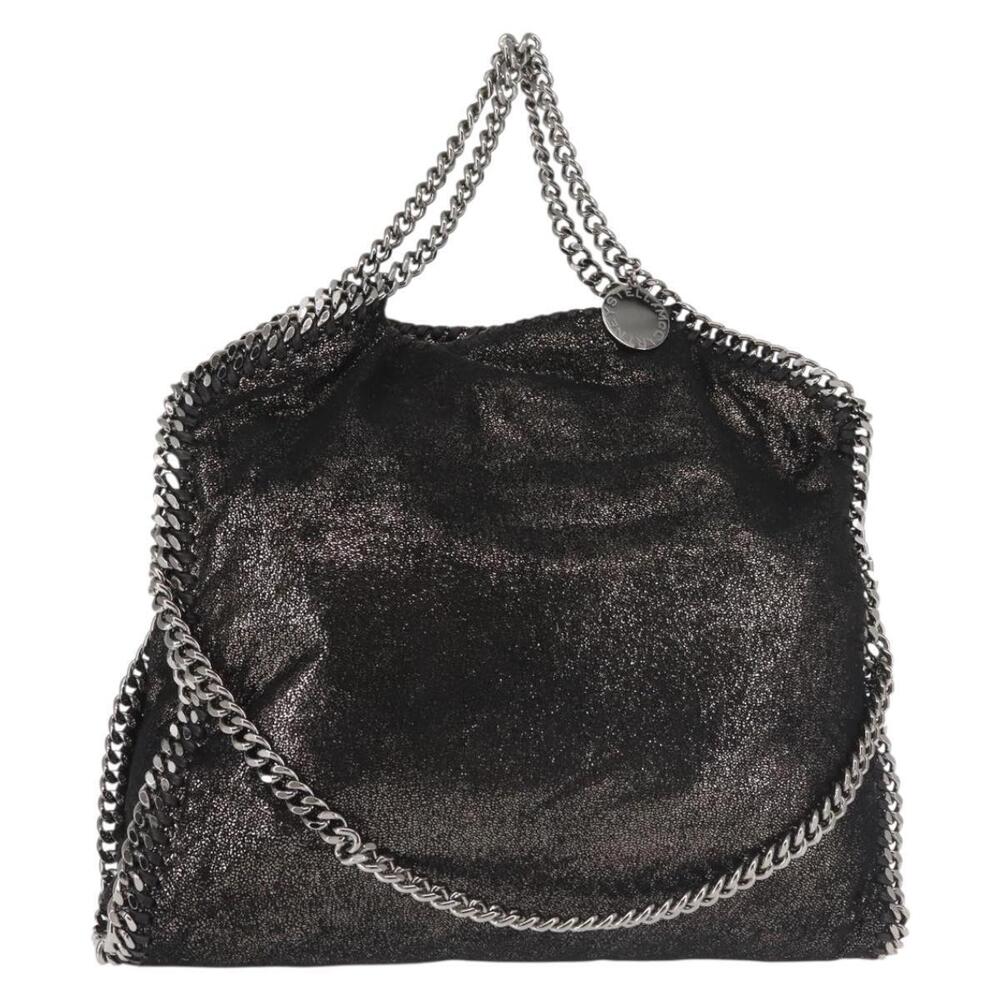 Stella MacCartney Chain Fabera Shoulder Bag Suede Black Silver Auth BA5957